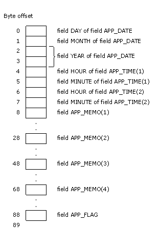 Memory Map of Structure APPOINTMENT